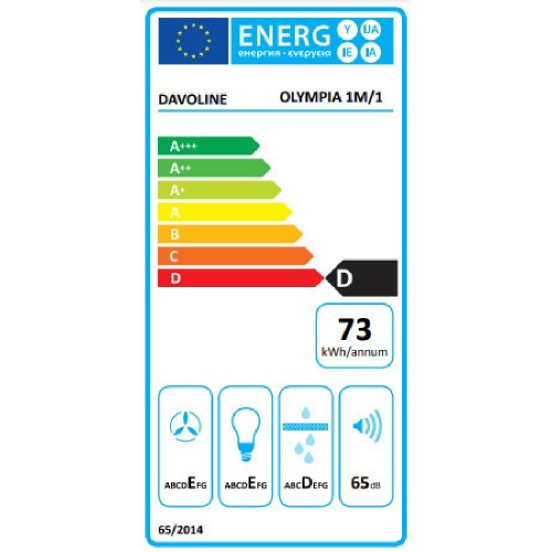 ΑΠΟΡΡΟΦ.ΕΛΕΥΘ DAVOLINE OLYMPIA 2.0 260 WH 60CM ΛΕΥΚΟΣ D 252m3/h